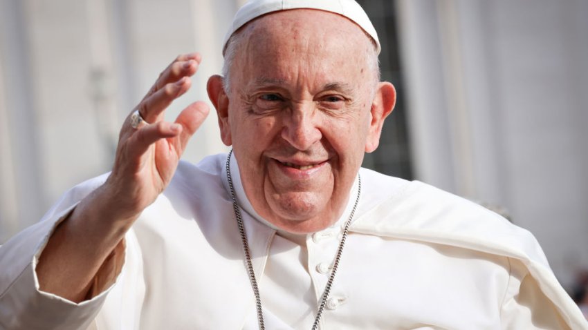 VATICAN CITY, VATICAN – SEPTEMBER 13: Pope Francis greets faithful during his weekly general audience at St. Peter’s Square on September 13, 2023 in Vatican City, Vatican. (Photo by Franco Origlia/Getty Images)