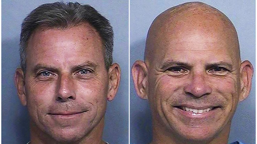 FILE - This combination of two booking photos provided by the California Department of Corrections shows Erik Menendez, left, and Lyle Menendez.