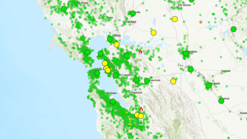 Air quality readings in the Bay Area.