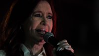 Argentina’s Vice President Cristina Fernandez de Kirchner addresses supporters during a demonstration near her home, in Buenos Aires, on August 27, 2022. (Photo by Luis ROBAYO / AFP) (Photo by LUIS ROBAYO/AFP via Getty Images)