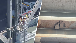 Crews make emergency repairs on the Richmond-San Rafael Bridge.