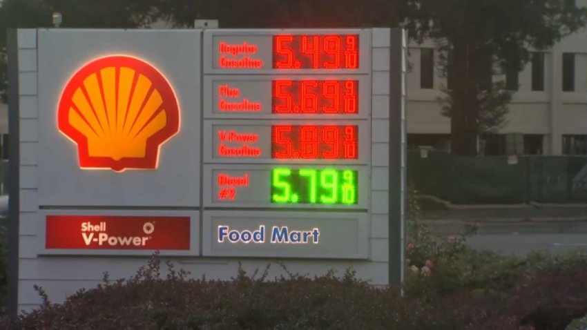 Gas prices at a Shell station in Dublin. (Oct. 9, 2025)