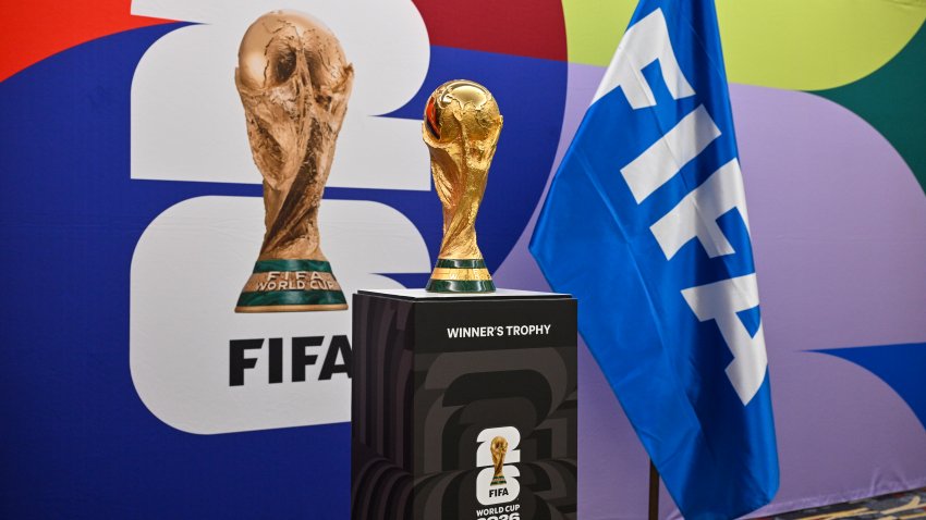 WASHINGTON, DC – JANUARY 29: FIFA World Cup winner’s trophy at The United States Conference of Mayors on January 29, 2026 in Washington, DC. (Photo by Jamie Sabau – FIFA/FIFA via Getty Images)