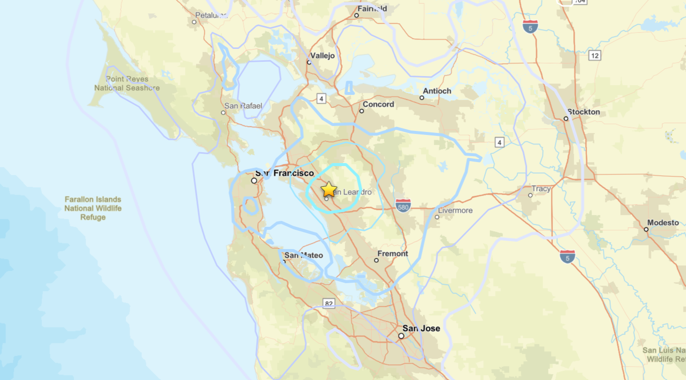 Registran sismo de magnitud 3.8 cerca de San Leandro